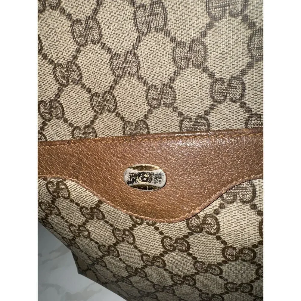 Gucci Vintage GG Supreme Monogram Sherry Cloth Tote - Good Condition